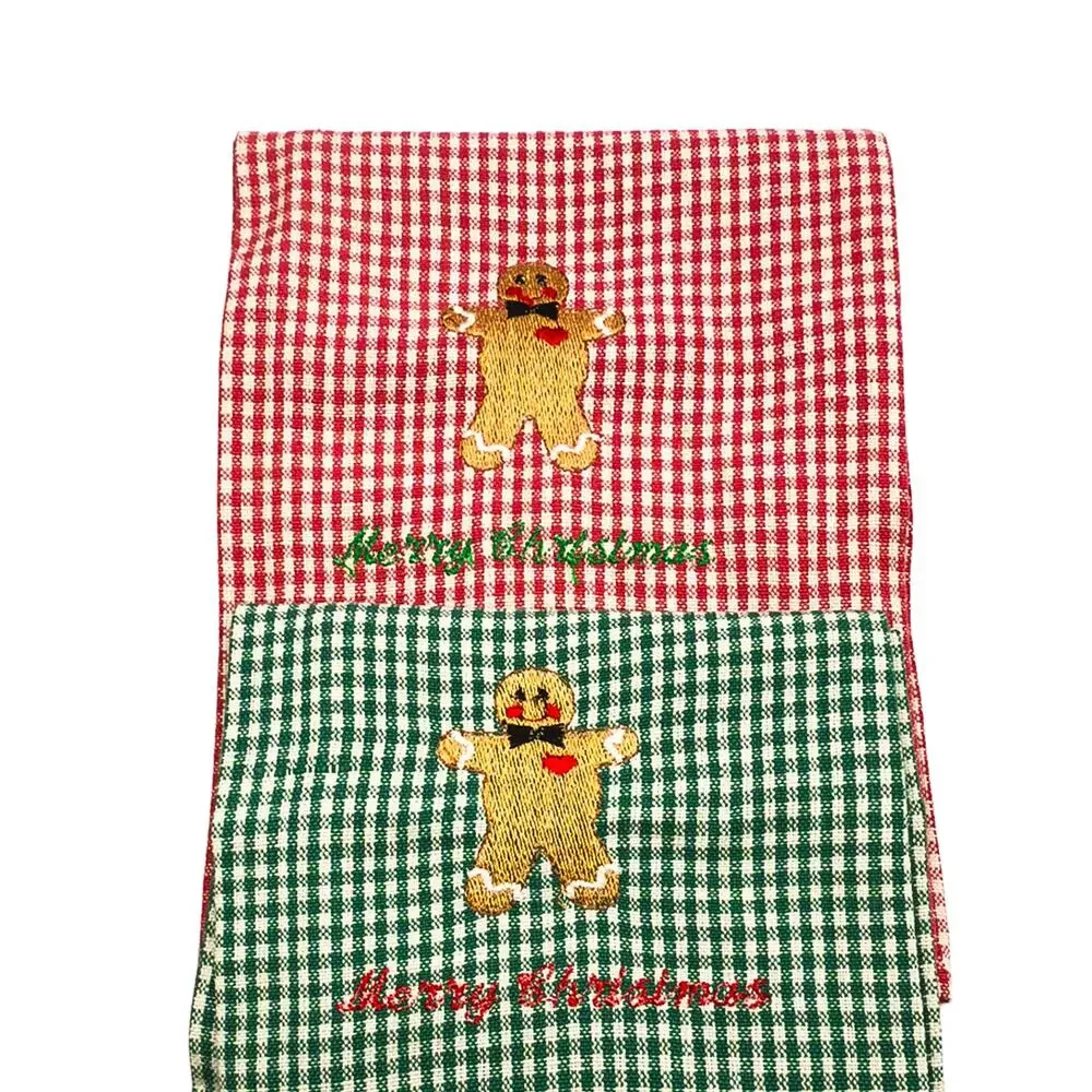 Set of 7 NOS Target Christmas Embroidered Towels Santa Red Green Cotton NWT